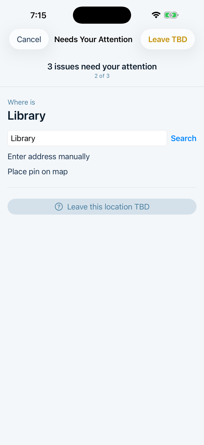 Cambria Bus asking the driver to search for an unresolved location